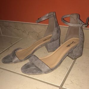 Grey small strap heel